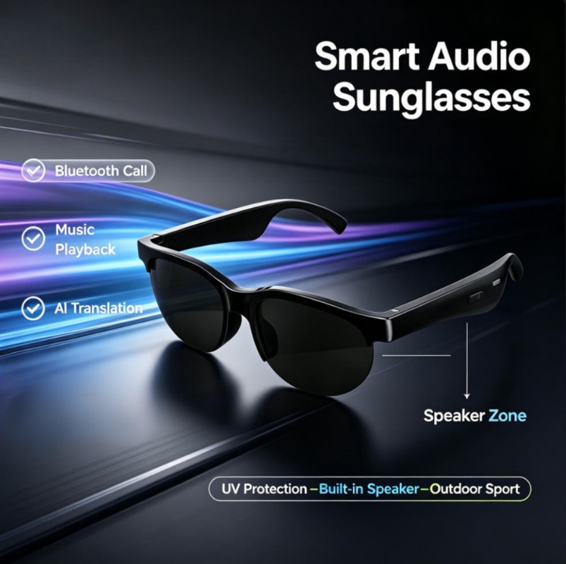 Smart Glasses Lens - Умные аудио-очки с Bluetooth-звонками, AI-переводом, открытой