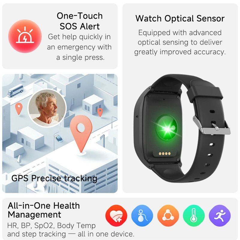 4G GPS-часы для пожилых людей  – обзор и цена Fall Detection Watch